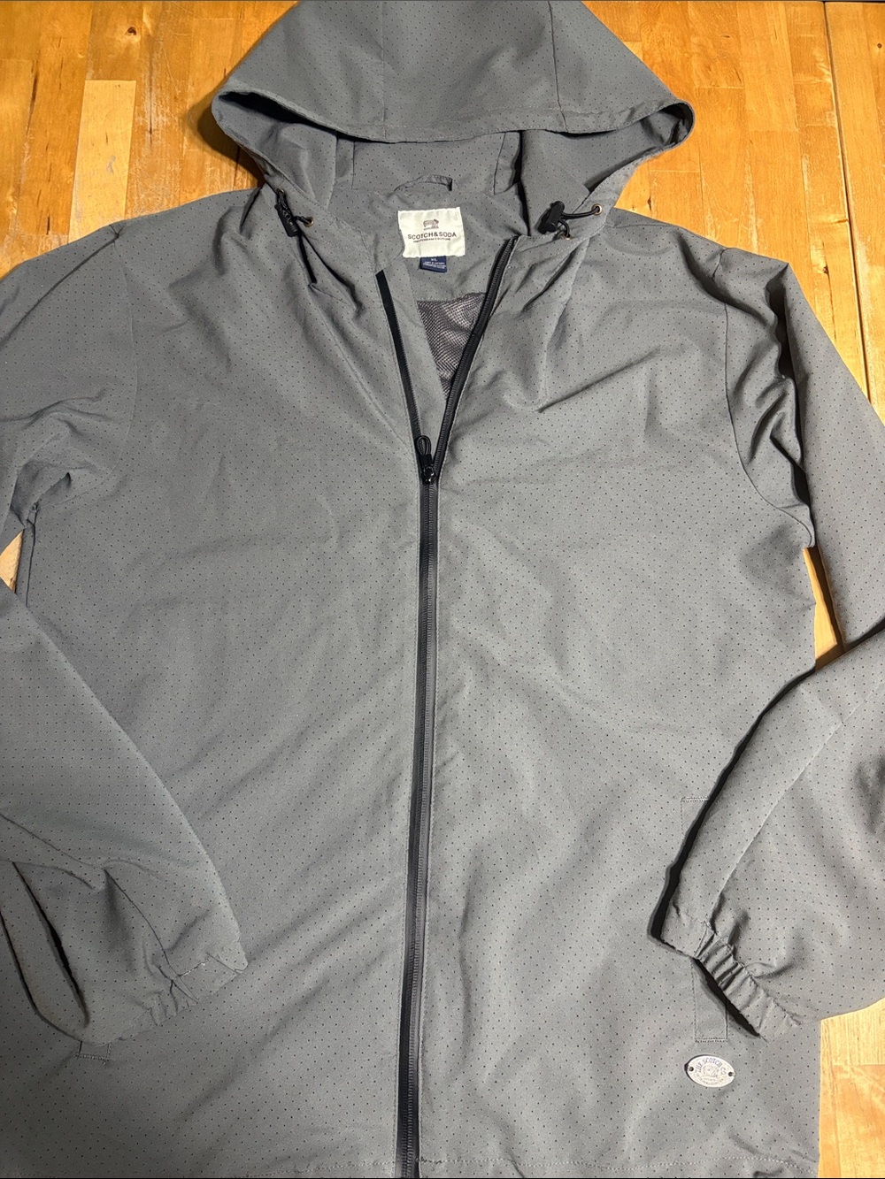 Men's Lightweight Gray Hooded Windbreaker Jacket